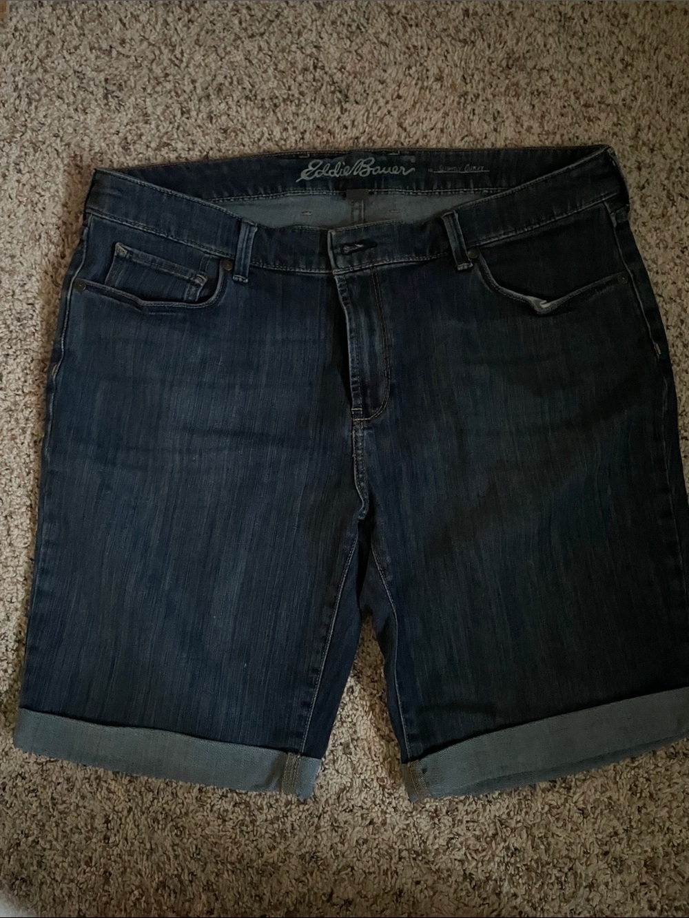 Eddie Bauer slightly curvy Dark Blue Rolled Cuff Denim Shorts